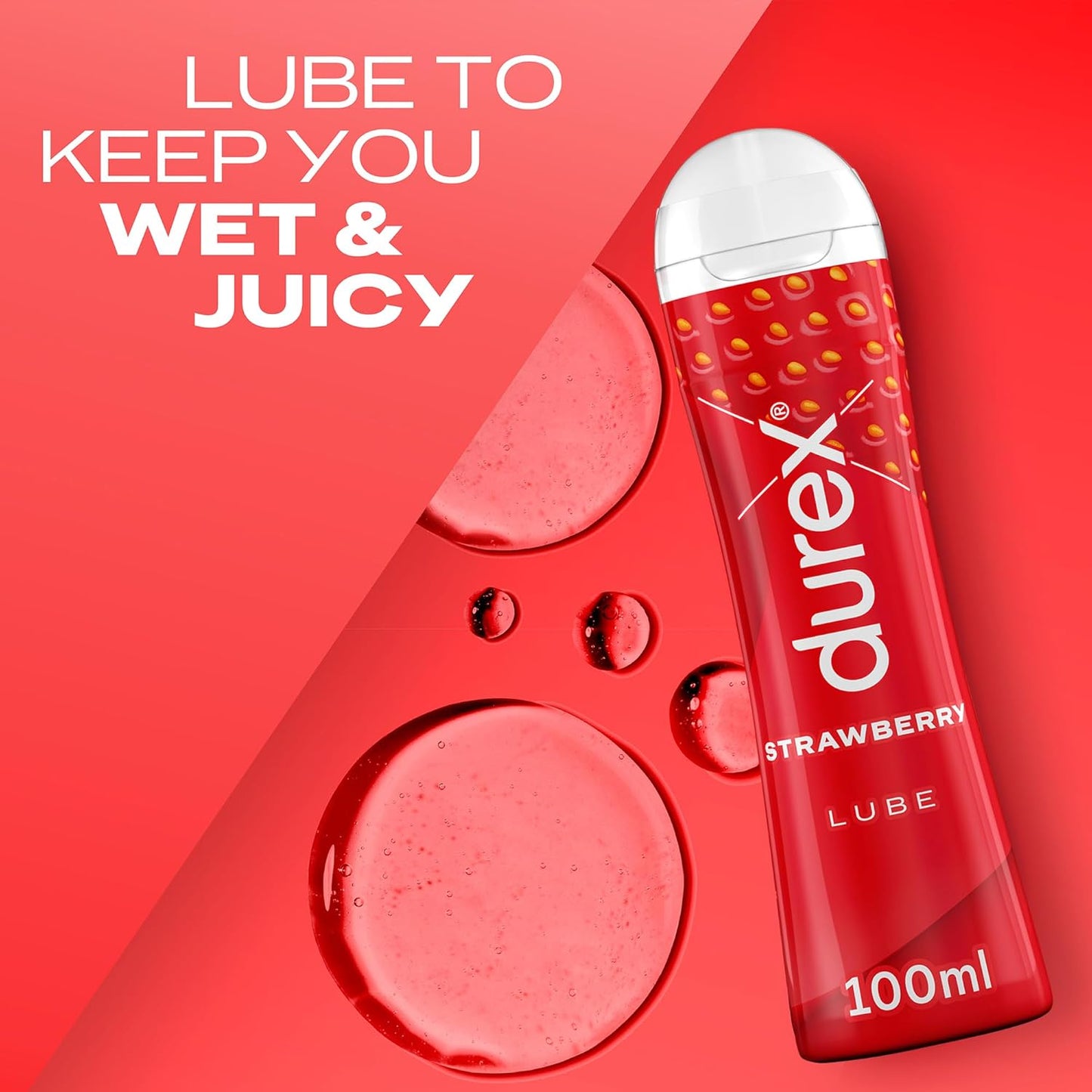 Durex Strawberry Flavoured Lube, 100ml, Water Based Lube, Gluten Free, Condom & Tou Compatible, Non Sticky, Non Staining, Quality Ingredients, Lubricant