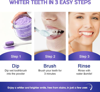 Teeth Whitening Powder - Enamel-Safe & Sensitivity-Free, Natural Stain Remover for Coffee, Wine, Smoking & Tea, Gum Protection & Freshen Breath (50g (Pack of 1))