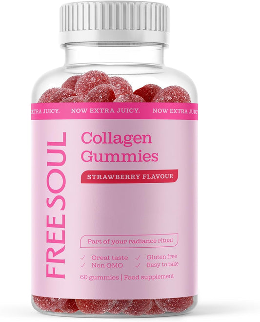 Collagen Gummies by Free Soul | High Strength Marine Collagen Supplement | Advanced Superior Type 1 Hydrolysed Collagen Peptides | Triple Strength Pure Formulation Supplement