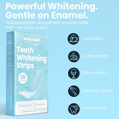 Teeth Whitening Strips - Dentist Approved - Brighter, Whiter Smile - Enamel Safe for Sensitive Teeth - Peroxide Free - Removes Coffee, Tea, Wine & Smoking Stains - 28 Strips