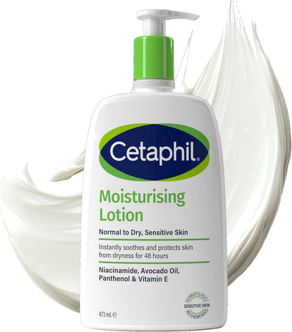 Cetaphil Face & Body Moisturiser, 473ml, Moisturising Lotion For Normal To Dry, Sensitive Skin, With Niacinamide & Vitamin E, Packaging May Vary