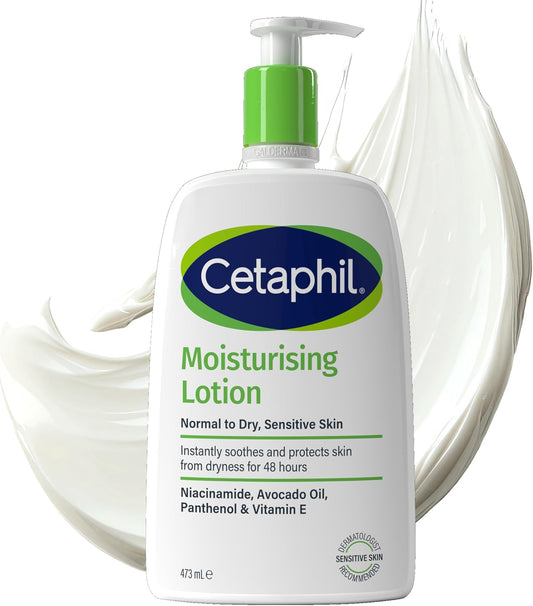 Cetaphil Face & Body Moisturiser, 473ml, Moisturising Lotion For Normal To Dry, Sensitive Skin, With Niacinamide & Vitamin E, Packaging May Vary