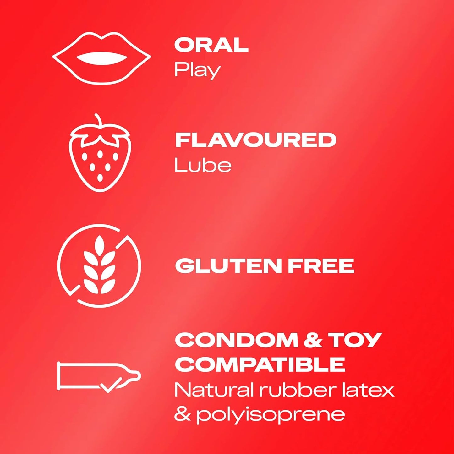 Durex Strawberry Flavoured Lube, 100ml, Water Based Lube, Gluten Free, Condom & Tou Compatible, Non Sticky, Non Staining, Quality Ingredients, Lubricant