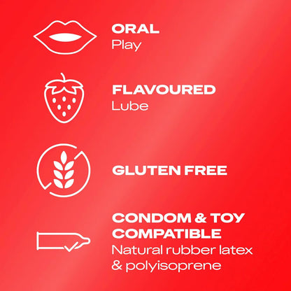 Durex Strawberry Flavoured Lube, 100ml, Water Based Lube, Gluten Free, Condom & Tou Compatible, Non Sticky, Non Staining, Quality Ingredients, Lubricant