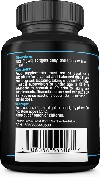 Omega 3 Fish Oil Capsules High Strength - 2,000mg Daily Serving - 33:22 EPA/DHA - 120 Softgel Capsules - SS Sport Supplies