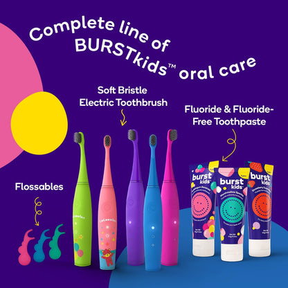BURST Kids Flossers (90 Count/1 Pack) | Strawberry Aroma | Toddler Dental Flossable Picks with Ergonomic Design | No-Slip Grip | Smiley Face and Fun Colors