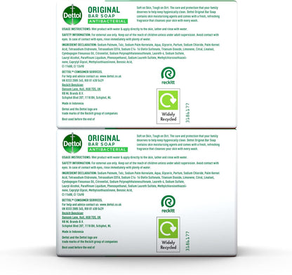 Dettol Soap, Original Antibacterial Bar, 2 Pack (100g x 2) Disinfectant, Soft on Skin, Tough on Dirt, Suitable for Everyday Use, Contains Skins Moisturising Agents, Kills 99.9 Percent of bacteria