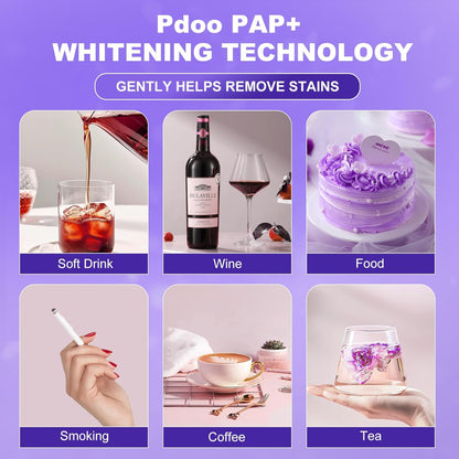 Purple Teeth Whitening Strips 14 Treatments - Enamel-Safe & No-Sensitivity & No-Slip Whitening Strips - Fast Teeth Whitening in 7 Days - Whitening Kit for Coffee, Wine Stains Removal, Mint Flavor
