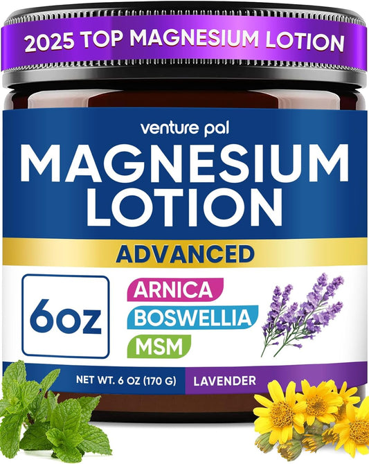 Magnesium Lotion with Arnica, MSM & Boswellia – Cooling Magnesium Cream – Lightweight Moisturizing Lotion for Legs & Feet – Safe for Kids – 6 fl oz