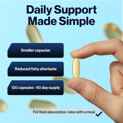 Omega 3 Capsules High Strength Fish Oil 1334mg – Easy to Swallow, No Fishy Taste – for Heart & Brain – 668mg EPA, 500mg DHA – 80% Concentrate Triglyceride Form – 120 Caps, 2 Month Supply – 4 HIM & HER