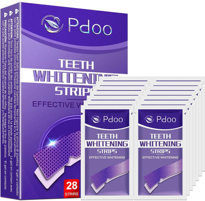 Purple Teeth Whitening Strips 14 Treatments - Enamel-Safe & No-Sensitivity & No-Slip Whitening Strips - Fast Teeth Whitening in 7 Days - Whitening Kit for Coffee, Wine Stains Removal, Mint Flavor