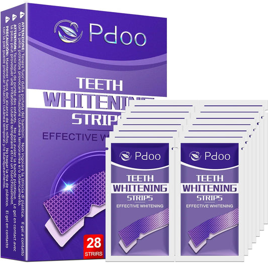 Purple Teeth Whitening Strips 14 Treatments - Enamel-Safe & No-Sensitivity & No-Slip Whitening Strips - Fast Teeth Whitening in 7 Days - Whitening Kit for Coffee, Wine Stains Removal, Mint Flavor