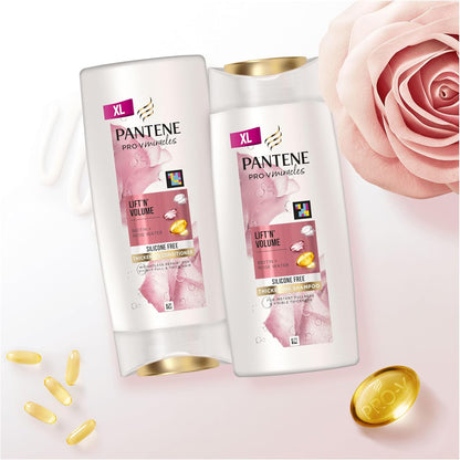 Pantene Lift'N'Volume Thickening Shampoo with Biotin, Silicone Free, 1000ml XL Pump. Pro V Miracles Shampoo Enriched with Antioxidants. Visibly Fuller Hair