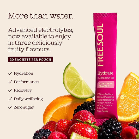 Free Soul Hydrate | Electrolyte Hydration Sachets with Sodium, Magnesium, Vitamin C, & More | Zero Sugar, Advanced Electrolyte Powder for Daily Use | Variety Pack