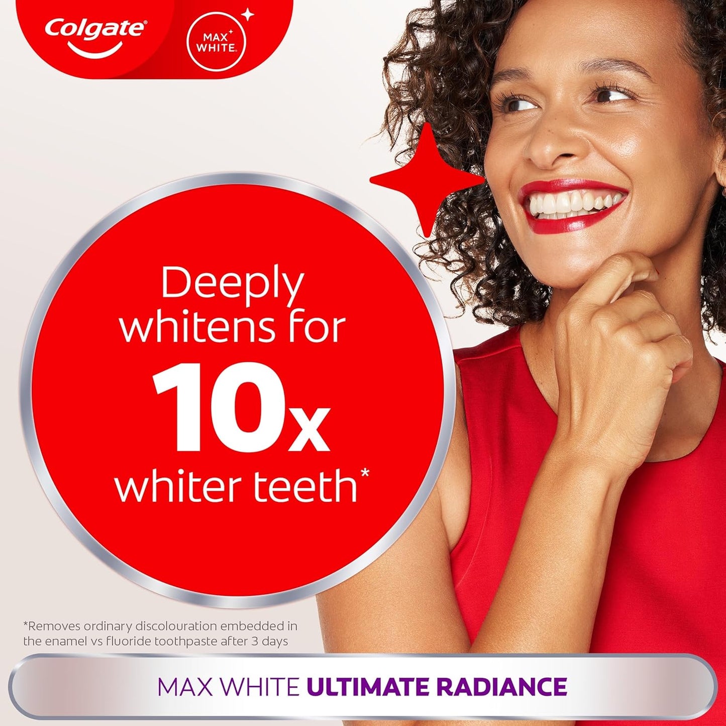 Colgate Max White Ultimate Radiance Whitening Toothpaste 75ml - 10X Whiter Teeth* - Instant Teeth Whitening Toothpaste - Deeply* Whitens - Helps Prevent Future Stains - Enamel Safe for Daily Use