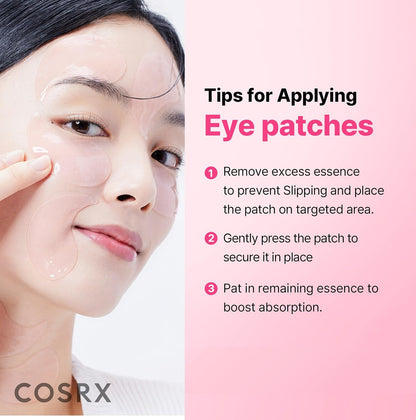 COSRX Pink Peptide Collagen Hydrogel Eye Patches Wrinkle Patches for Puffy Eyes, Dark Circles, Eye Bags, Wrinkles and Fine Lines, Firming and Depuffing Under Eye Masks, Korean Skincare