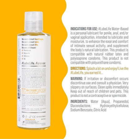 Lube Life Water-Based Personal Lubricant, Lube for Men, Women and Couples, Non-Staining, 240 ml