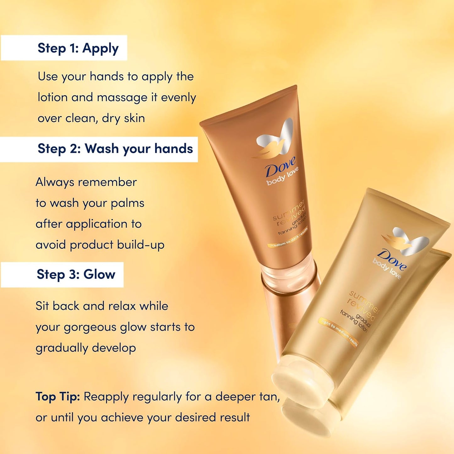 Dove Light to Medium Self Tan Lotion 1 Gradual Tan Lotion For Sun-Kissed Skin Tanning Lotion For All Skin Types 200 ml