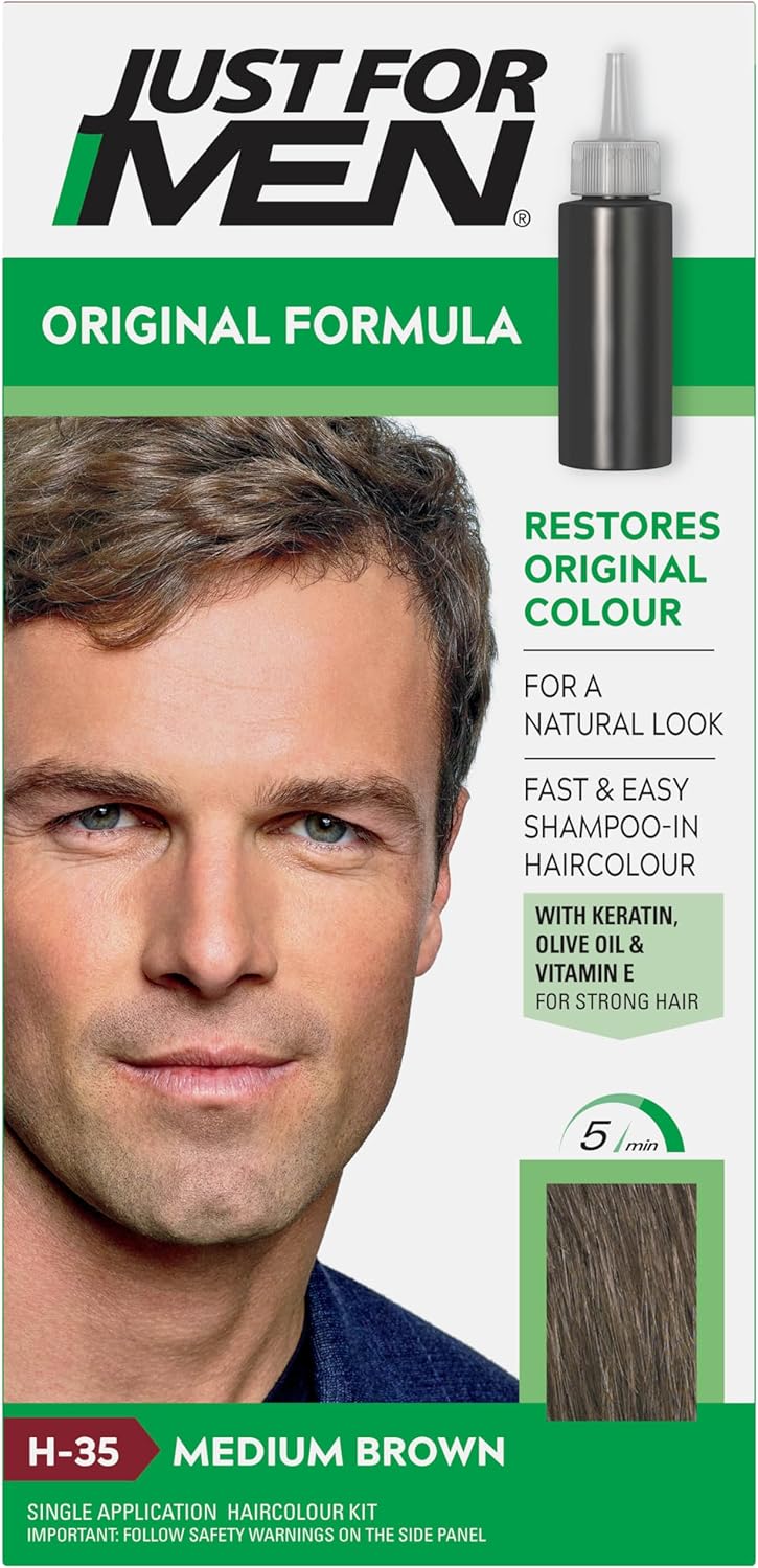 Just for men Original Formula Medium Brown Hair Dye, Restores Original Colour for a Natural Look H35
