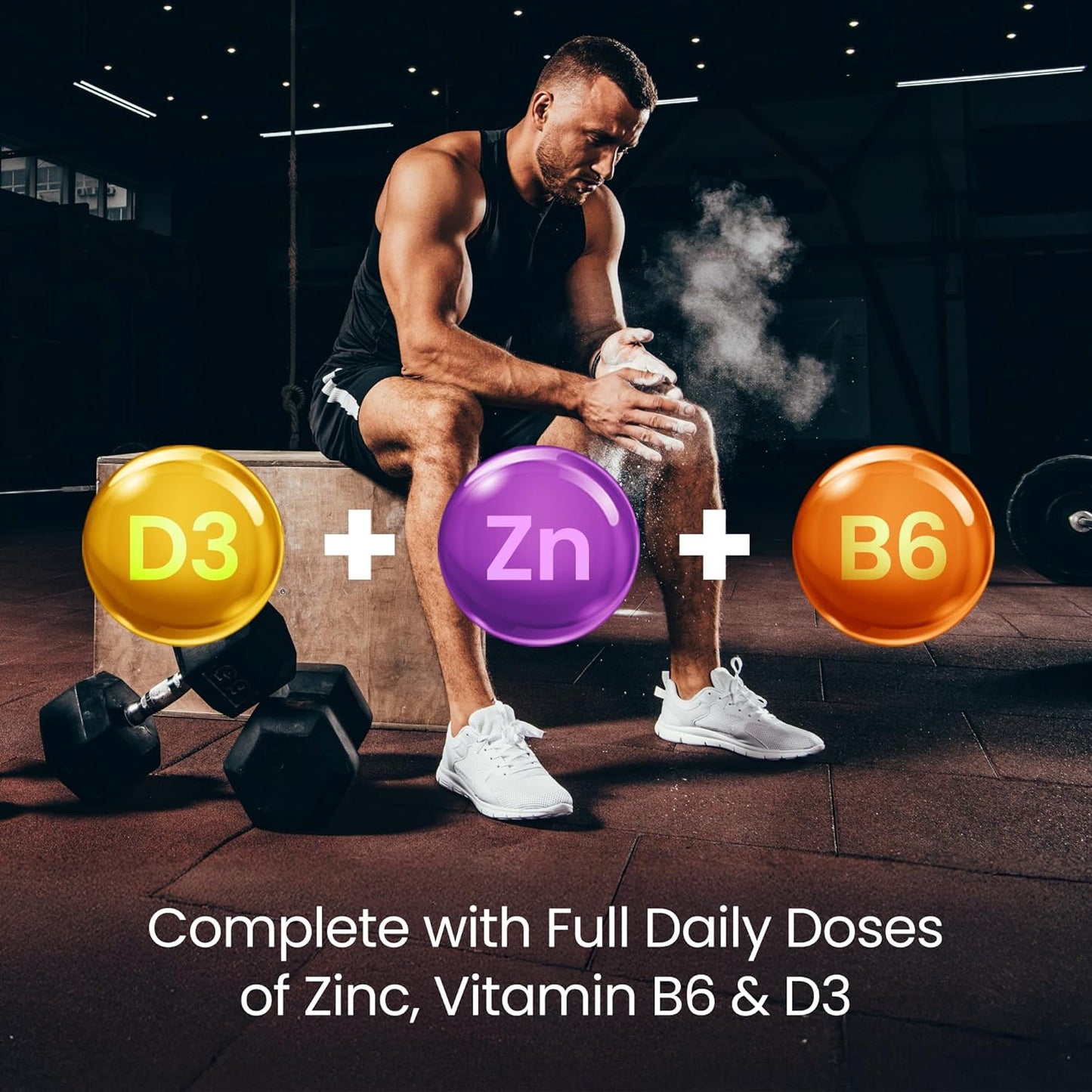 VitaBright Magnesium Glycinate Complex 6-in-1 | 2500mg, 485mg Elemental | 120 Caps | Glycinate Tablets, Zinc, Vitamin B6 & D | High Strength Magnesium Supplements for Women | ZMA Supplements for Men