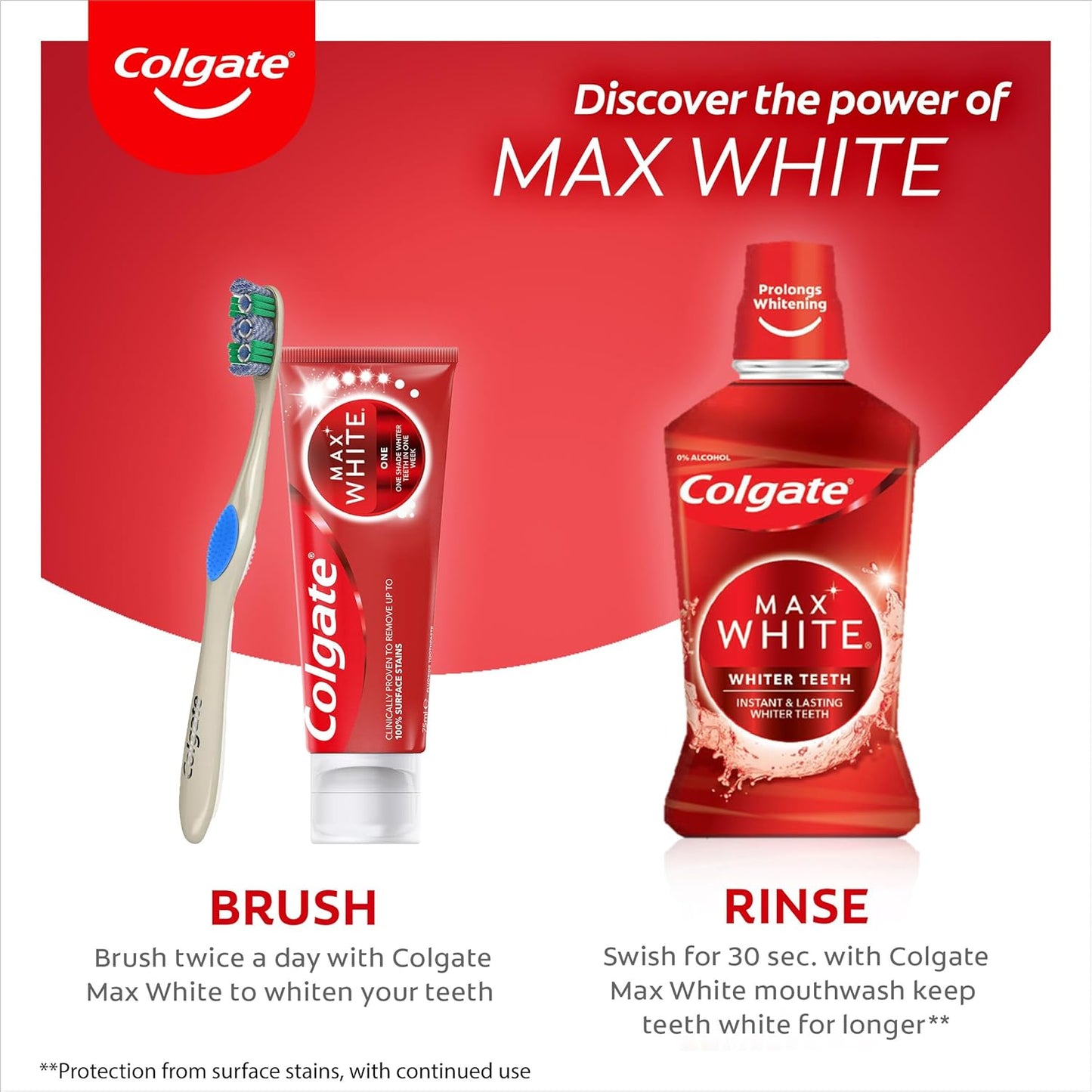 Colgate Max White Expert Whitening 500ml Mouthwash - Instantly Whiter Teeth- Alcohol Free - Clinically Tested