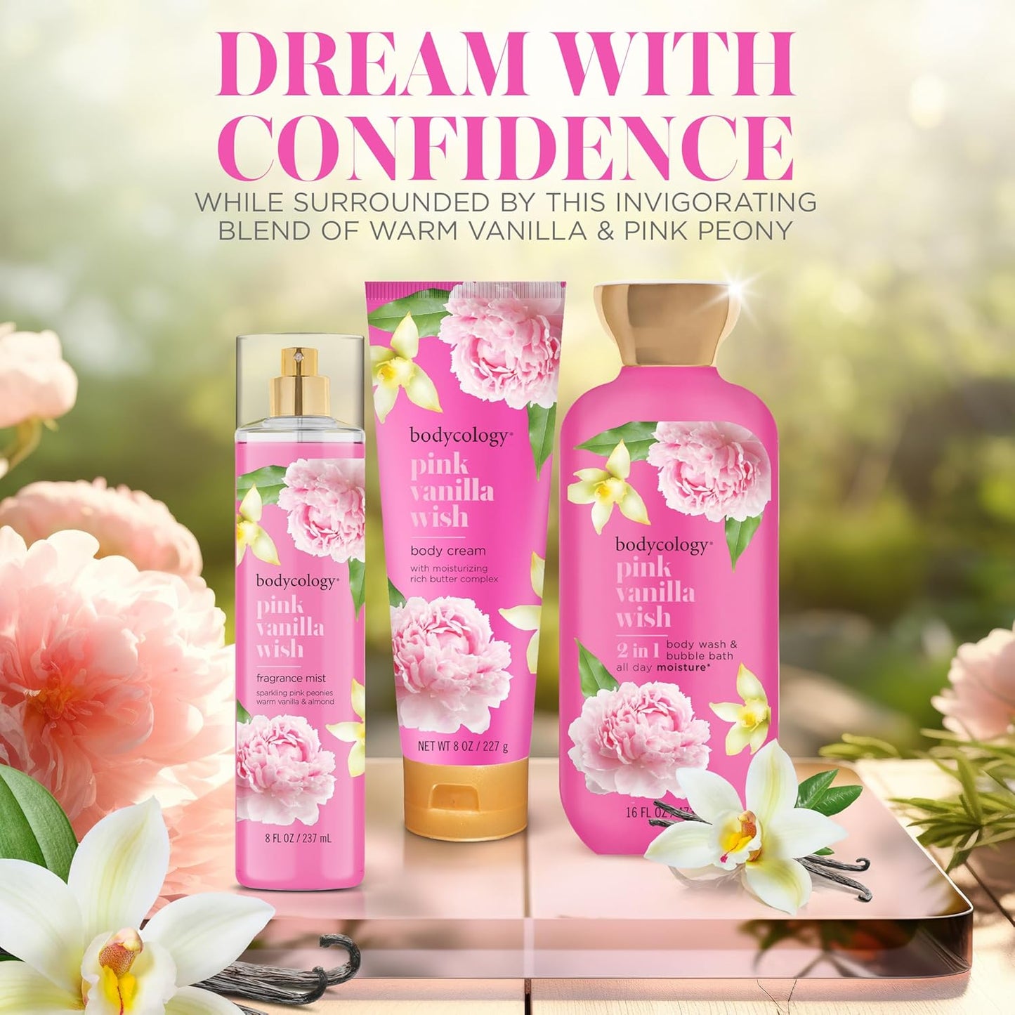 Bodycology Long-Lasting Fragrance Body Mist, Pink Vanilla Wish, 8 fl oz