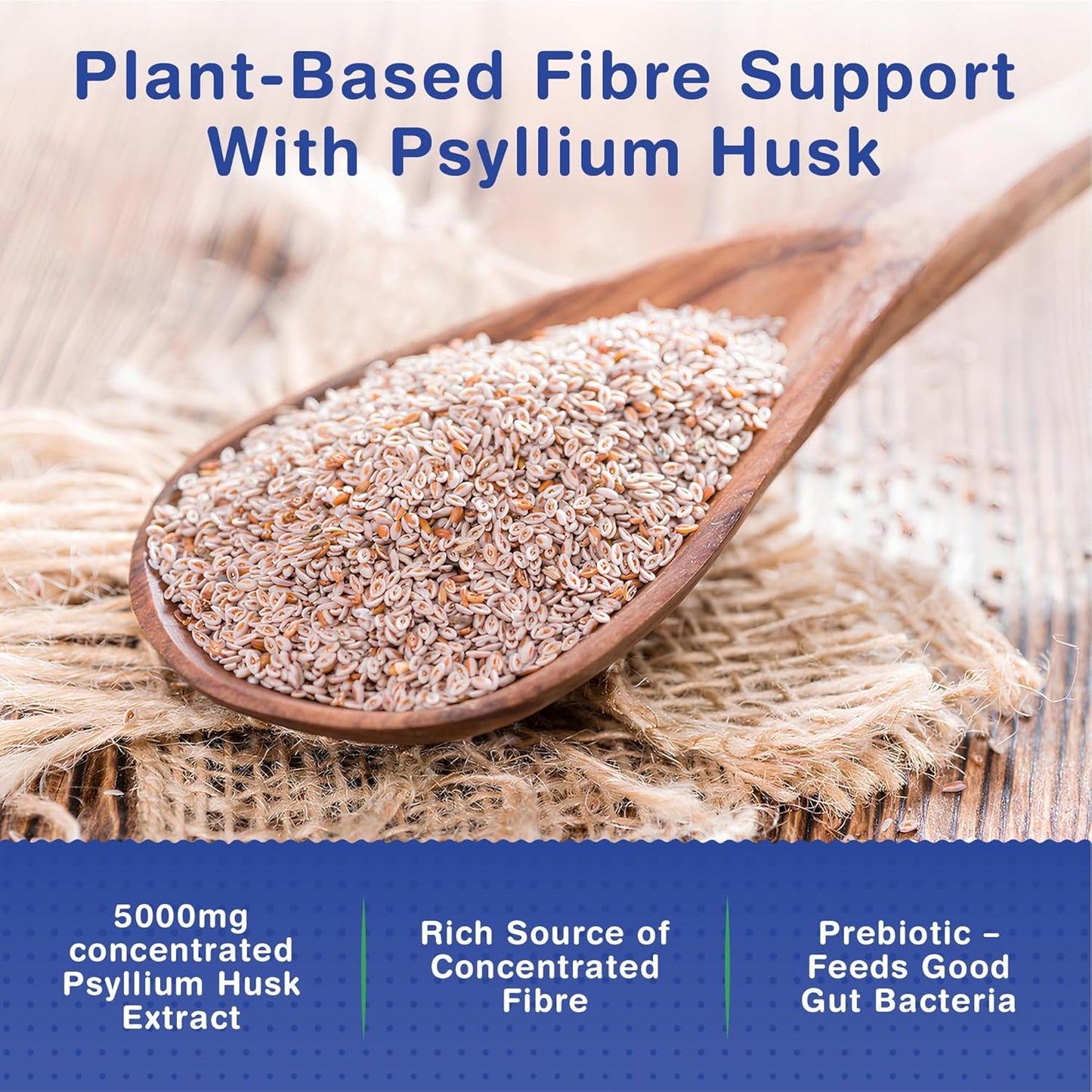 Fibre Supplement - Psyllium Husk 5000mg (500mg of 10:1 Extract) & Probiotic 400 Million CFU Lactobacillus Acidophilus – Digestive, Gut Health Support & Stool Softener -120 Psyllium Husks Capsules