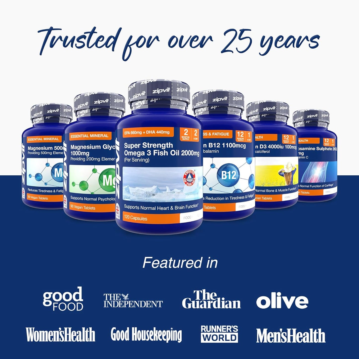 Zipvit Omega 3 Fish Oil 2000mg, EPA 660mg DHA 440mg, Wild-Caught, Cold Water Fish, Supports Heart, Brain & Vision, 120 Softgels, 2 Months Supply, Eco-Friendly Pouch