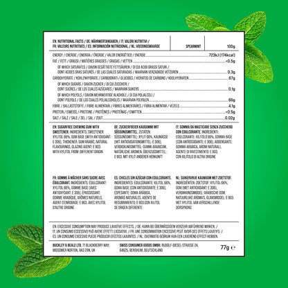 PUR Gum | Sugar Free Chewing Gum | Made with Xylitol | Vegan, Aspartame Free, Gluten Free & Keto Friendly | Natural Spearmint Flavoured Gum, 55 Pieces (Pack of 1)