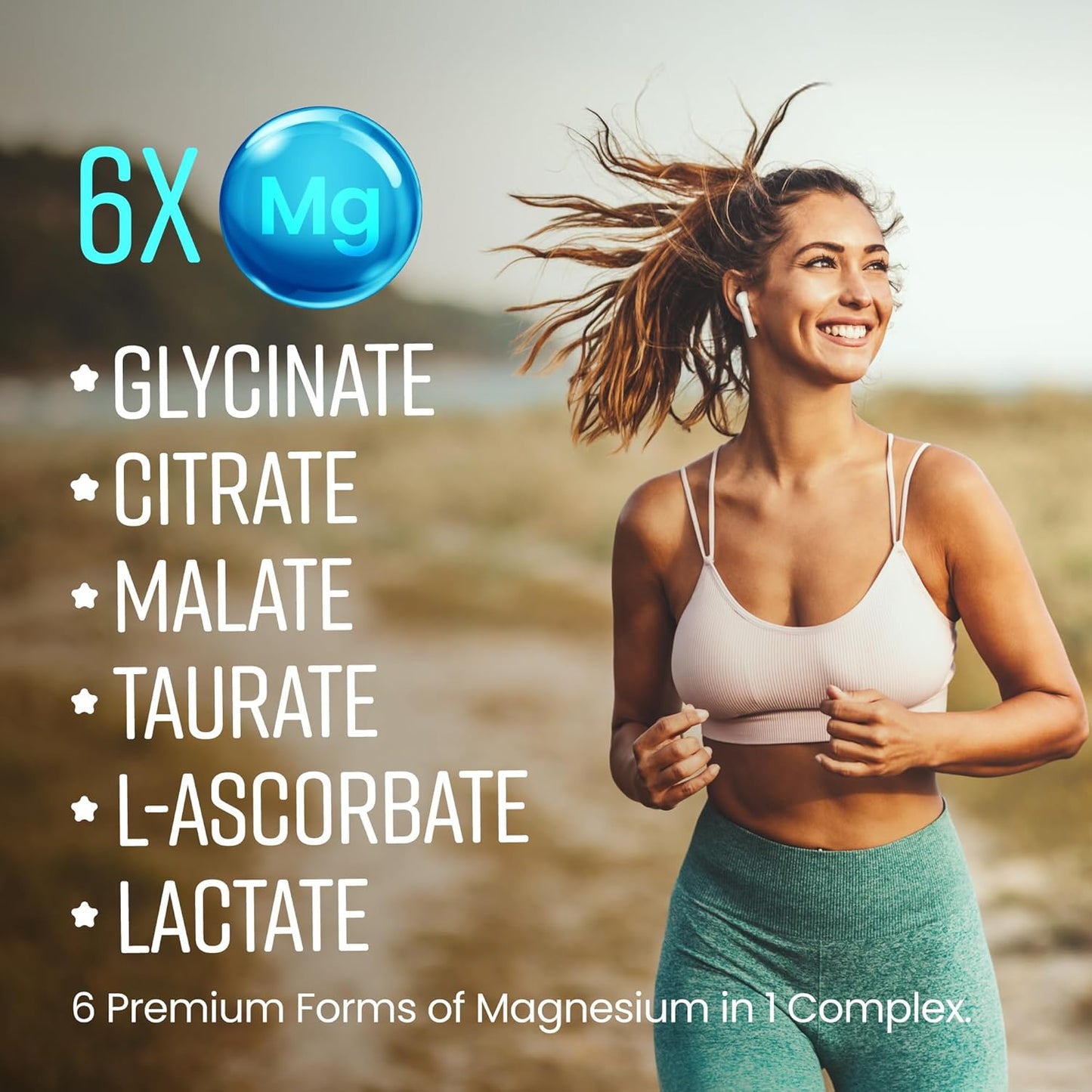 VitaBright Magnesium Glycinate Complex 6-in-1 | 2500mg, 485mg Elemental | 120 Caps | Glycinate Tablets, Zinc, Vitamin B6 & D | High Strength Magnesium Supplements for Women | ZMA Supplements for Men