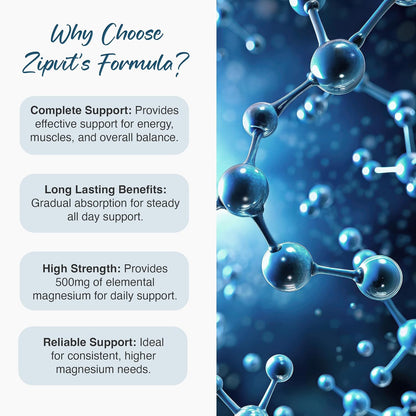 Zipvit Magnesium 500mg of Elemental, High-Strength Magnesium Supplement, 3 Month Supply, 90 Vegan Tablets, Supports Muscle, Bone & Energy