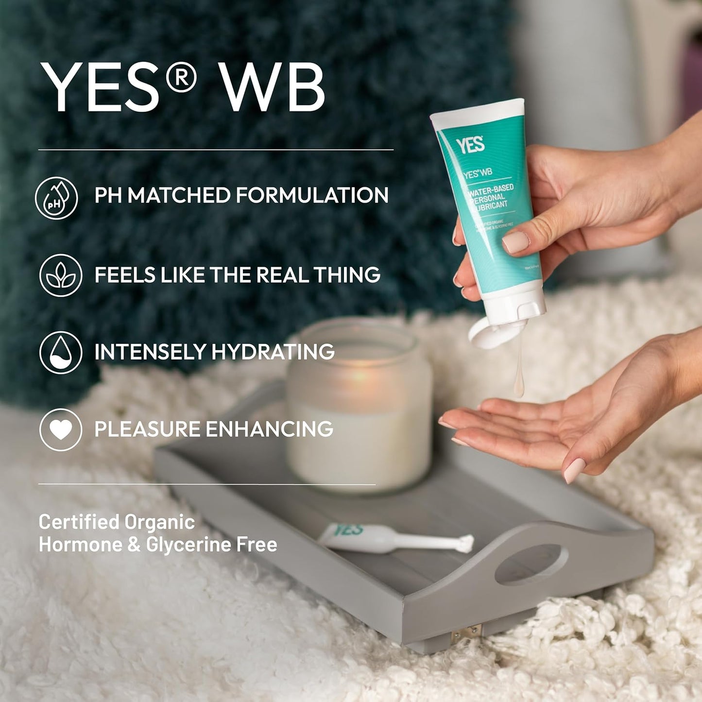YES® WB Water-Based Personal Lubricant | Intensely Hydrating Water-Based Lube | Certified Organic | Made Without Hormones or Glycerine | pH Matched (150ml)