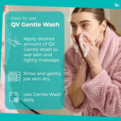 QV Gentle Wash (500g) for Dry, Sensitive Skin, pH Balanced, Unscented, Soap Free, Moisturising Soap alternative that lathers for Dry Skin Eczema, Psoriasis, Dermatitis for whole body
