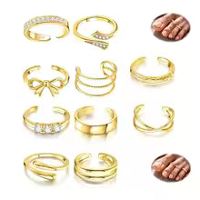 Bobisty 14K Gold Plated Toe Rings for Women Adjustable Toe Ring Non Tarnish