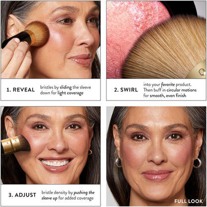 LAURA GELLER NEW YORK Retractable Black Kabuki Brush for Liquid, Cream and Powder Face Makeup With Aluminum Handle