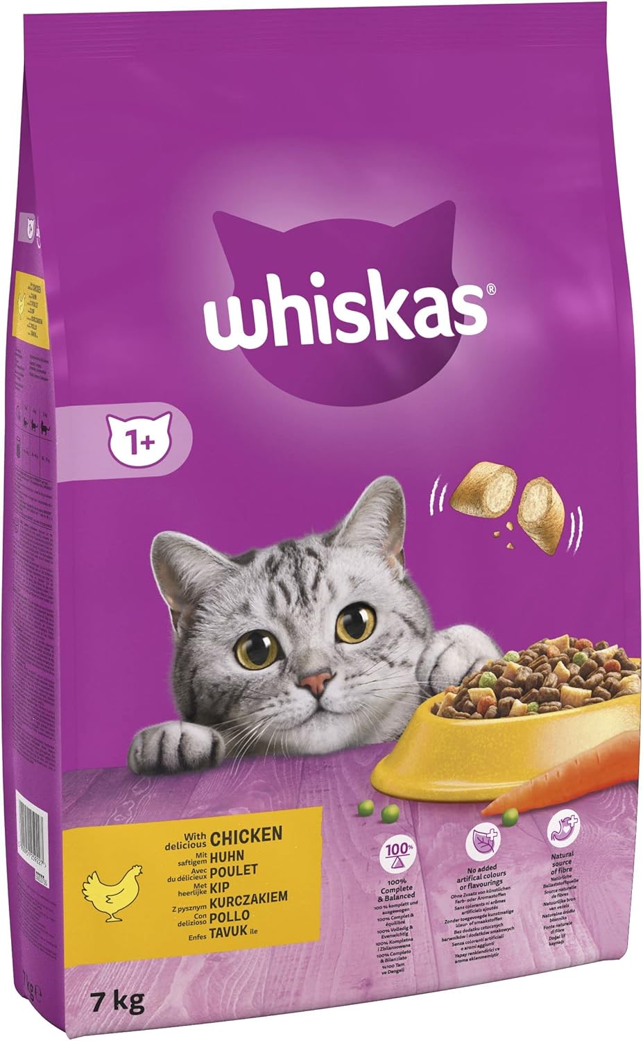WHISKAS Adult Dry Cat Food 7kg with Chicken