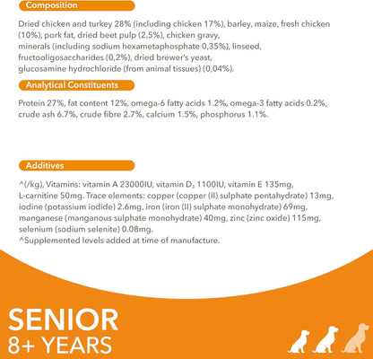 IAMS Senior Small Medium Complete Dry Dog Food Chicken 12kg - With DentalCare System