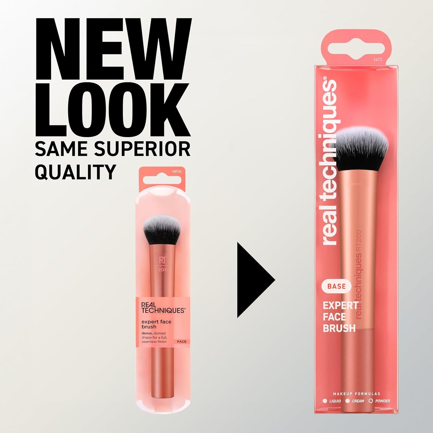Real Techniques Expert Face Makeup Brush, For Liquid and Cream Foundation, Blush, and Bronzer, Buildable Coverage for Base Makeup, Dense, Synthetic Bristles, Vegan and Cruelty-Free, 1 Count