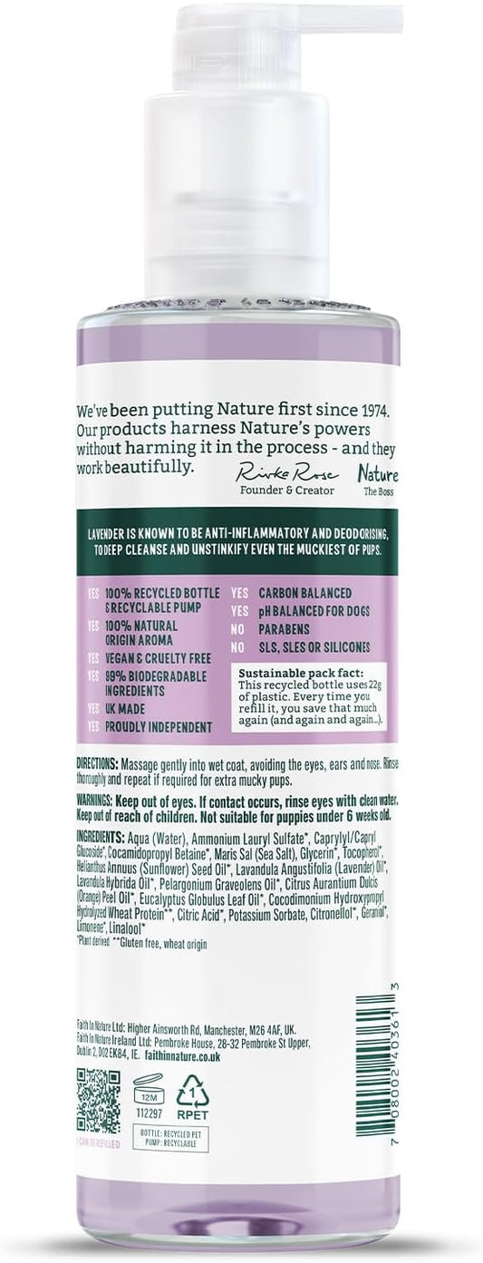 Faith In Nature Natural Lavender Dog Shampoo, Vegan & Cruelty Free,No SLS,Silicones or Parabens, Deep Cleansing, For Dirty Dogs, 400ml