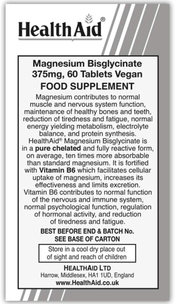 HealthAid Magnesium Bisglycinate Vegan Tablets