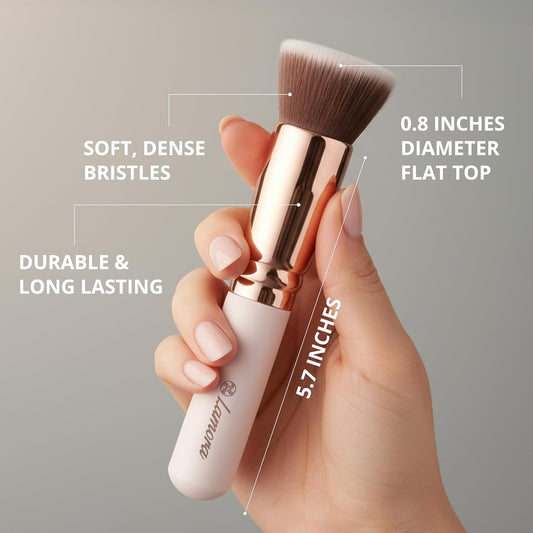 Make Up Brush Foundation Kabuki Flat Top - Perfect For Blending Liquid, Cream or Flawless Powder Cosmetics - Buffing, Stippling, Concealer - Premium Quality Synthetic Dense Bristles!