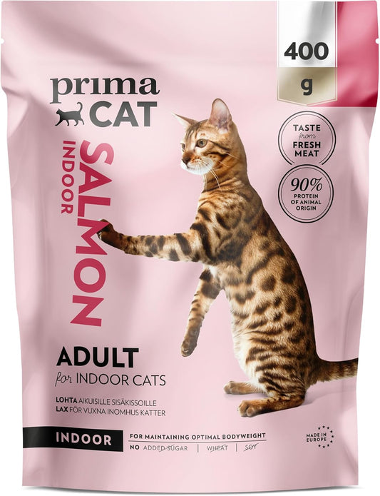 PrimaCat - Complete Dry Salmon Flavoured Cat Food, Indoor Adult Cat Food, 400g- Amazon Exclusive