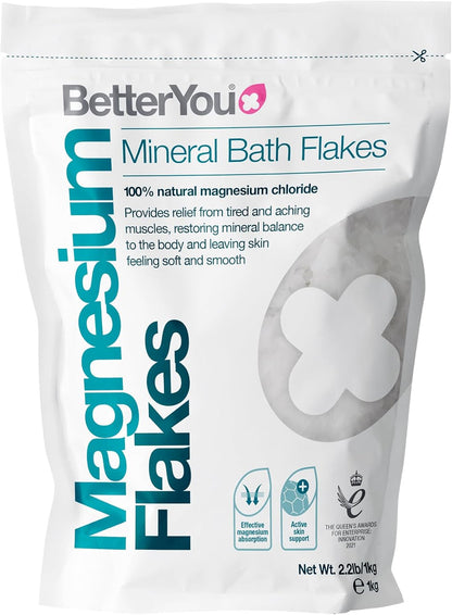 BetterYou Magnesium Original Bath Flakes, Natural Source of Zechstein Magnesium, Mineral Bath Flakes, Cleansing Bath Salts, Vegan & Palm-Oil Free