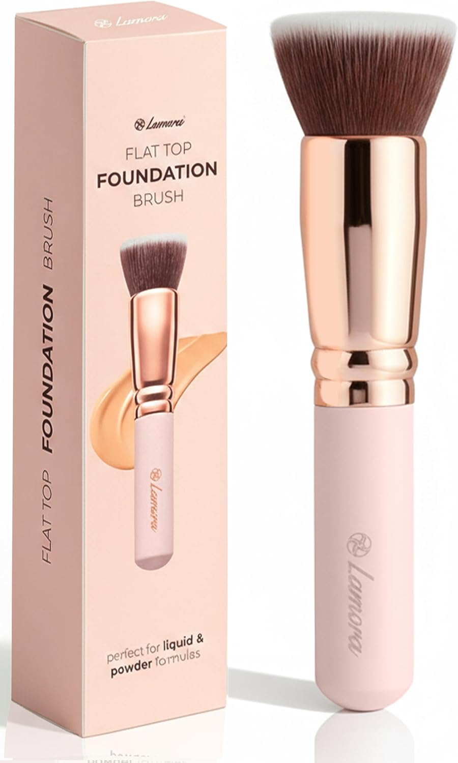 Make Up Brush Foundation Kabuki Flat Top - Perfect For Blending Liquid, Cream or Flawless Powder Cosmetics - Buffing, Stippling, Concealer - Premium Quality Synthetic Dense Bristles!