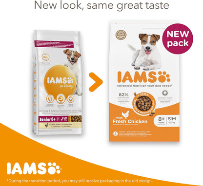 IAMS Senior Small Medium Complete Dry Dog Food Chicken 12kg - With DentalCare System