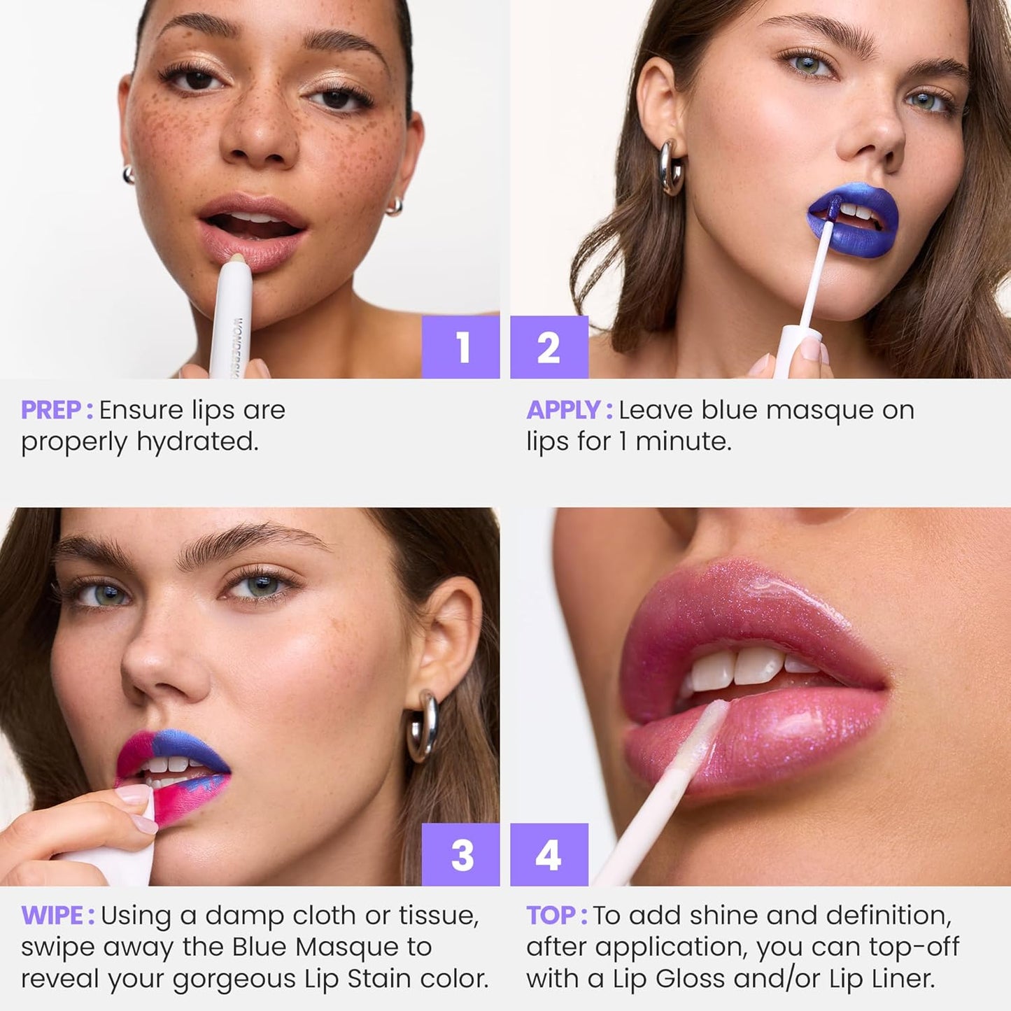 Wonderskin Wonder Blading All Day Lip Stain Peel Off Masque - Long Lasting, Waterproof and Transfer Proof Nude Lip Tint, Matte Finish Peel Off Makeup (Whimsical Masque)