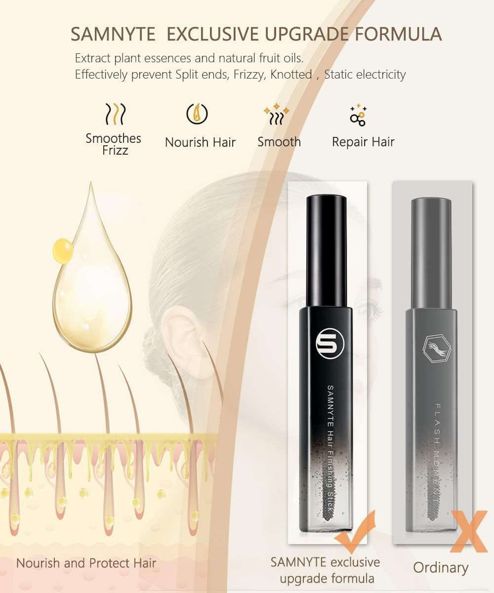 Samnyte Hair Finishing Stick, 2 Pack × 18ML Hair Feel Stick Hair Mascara for Flyaway Hair Tamer Shaping Gel Moisturizing Not-greasy Flash Moment Stick Bangs Stereotypes Cream