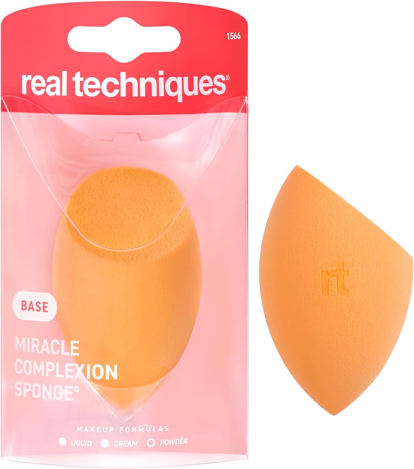 Real Techniques Miracle Complexion Sponge for Liquid & Cream Makeup, 3-Point Design for Seamless Application, Streak-Free Natural Dewy Finish, Latex-Free, Cruelty-Free, Vegan, Easy to Clean, 1 Count