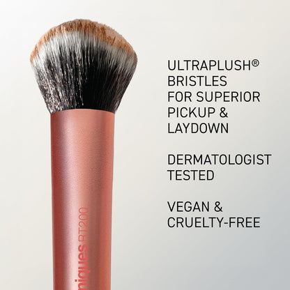 Real Techniques Expert Face Makeup Brush, For Liquid and Cream Foundation, Blush, and Bronzer, Buildable Coverage for Base Makeup, Dense, Synthetic Bristles, Vegan and Cruelty-Free, 1 Count