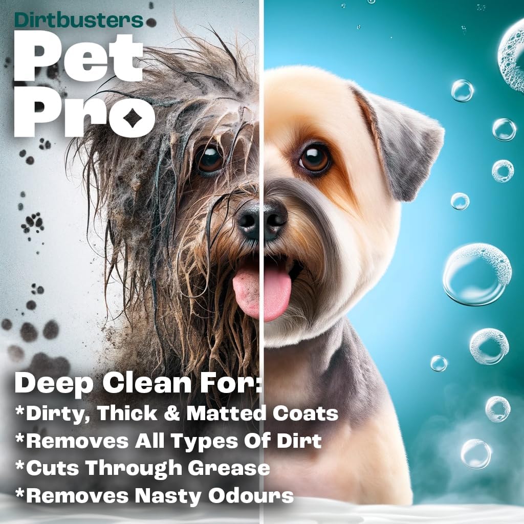 Dirtbusters Pet Pro Dog Shampoo Sensitive Skin (2L) Deep Cleaning Professional Dog Grooming & Puppy Shampoo & Conditioner For Smelly Dogs, Baby Fresh
